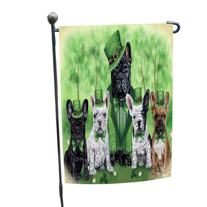 St. Patricks Day Irish Family Portrait French Bulldogs Garden Flag GFLG48708