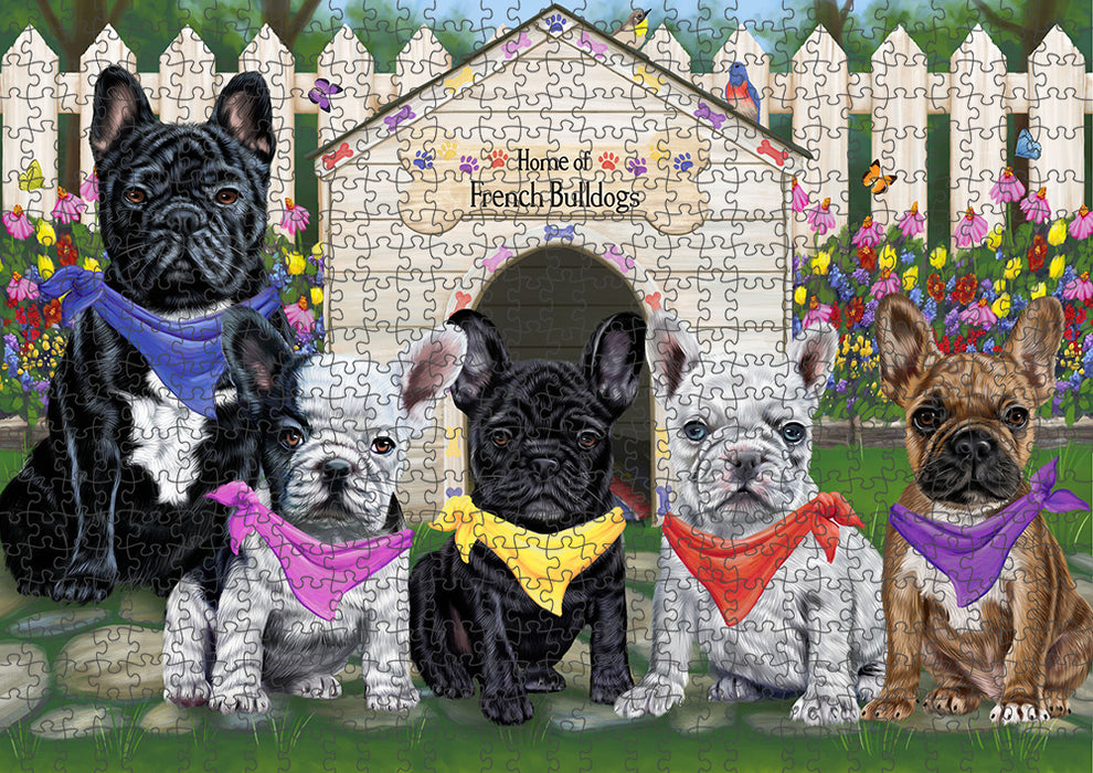 Spring Dog House French Bulldogs Puzzle with Photo Tin PUZL53328