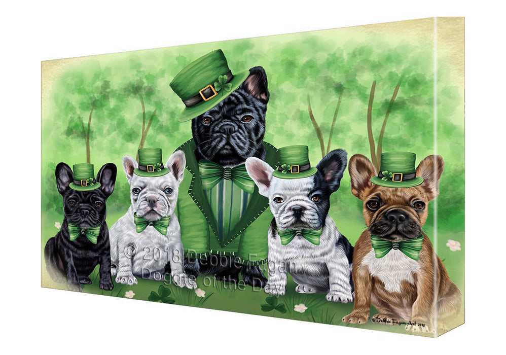 St. Patricks Day Irish Family Portrait French Bulldogs Canvas Wall Art CVS54804