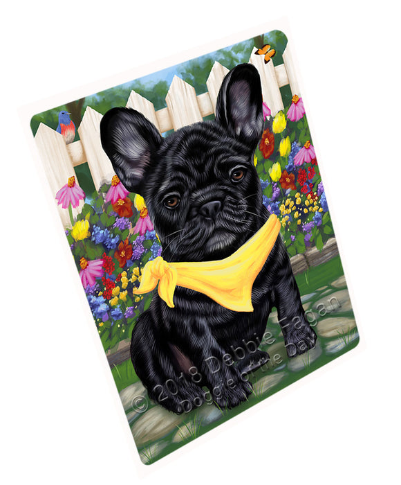 Spring Floral French Bulldog Tempered Cutting Board C53493