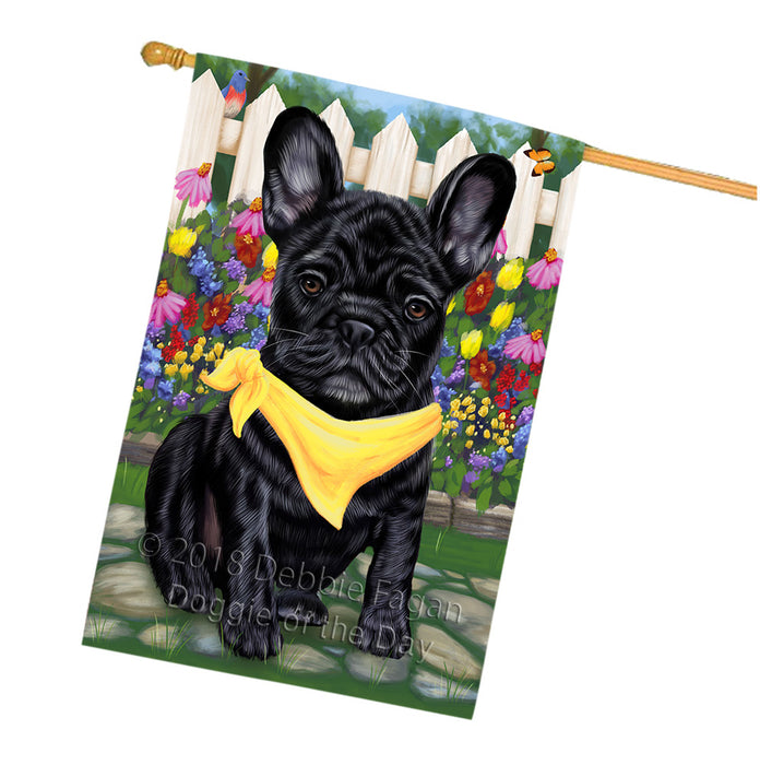 Spring Floral French Bulldog House Flag FLG49840