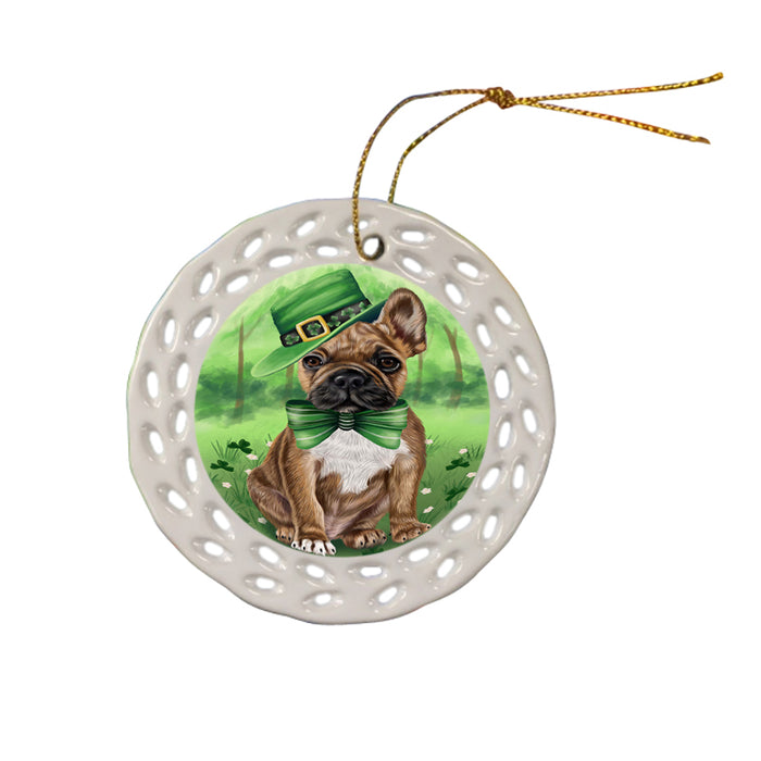 St. Patricks Day Irish Portrait French Bulldog Ceramic Doily Ornament DPOR48801