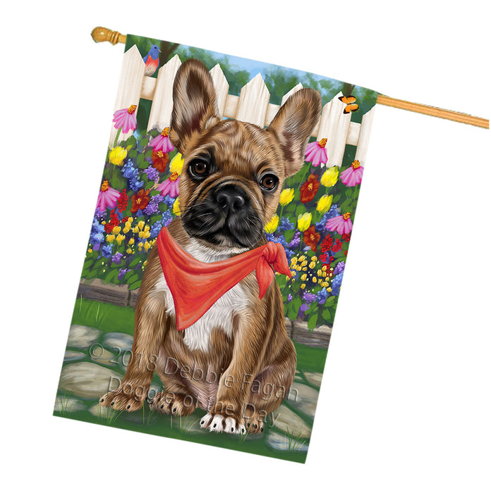 Spring Floral French Bulldog House Flag FLG49841