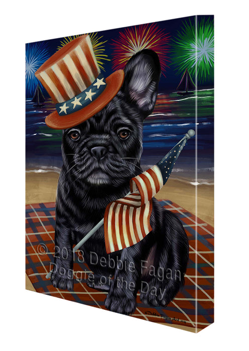 4th of July Independence Day Firework French Bulldog Canvas Wall Art CVS55749