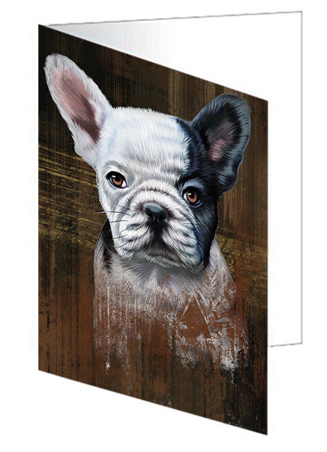 Rustic French Bulldog Handmade Artwork Assorted Pets Greeting Cards and Note Cards with Envelopes for All Occasions and Holiday Seasons GCD55259