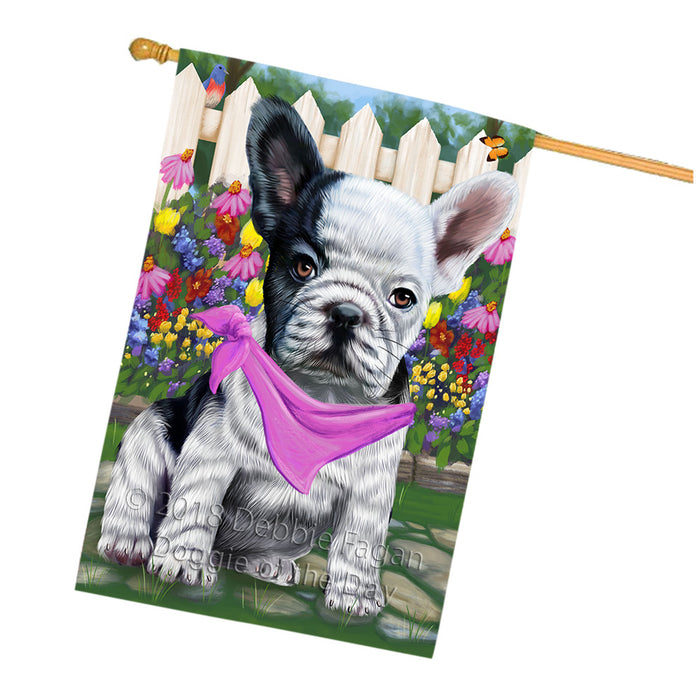 Spring Floral French Bulldog House Flag FLG49842