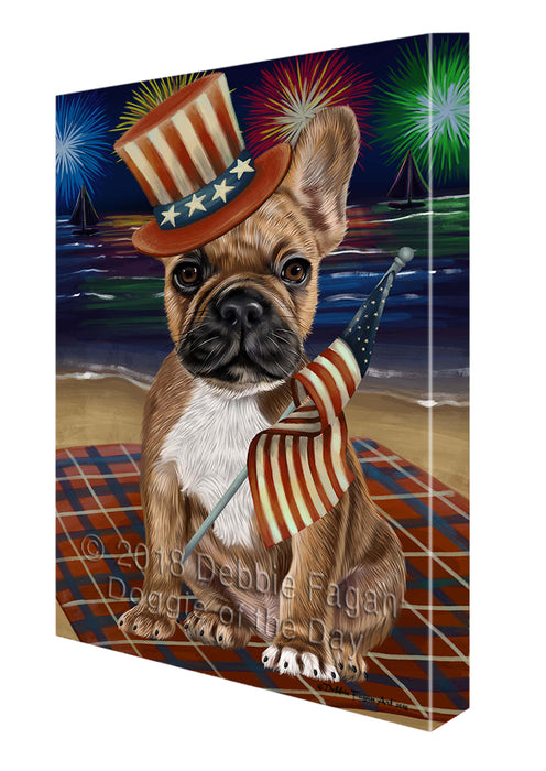 4th of July Independence Day Firework French Bulldog Canvas Wall Art CVS55758