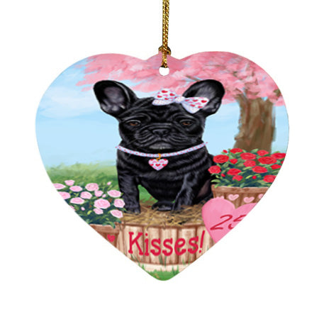Rosie 25 Cent Kisses French Bulldog Dog Heart Christmas Ornament HPOR56219