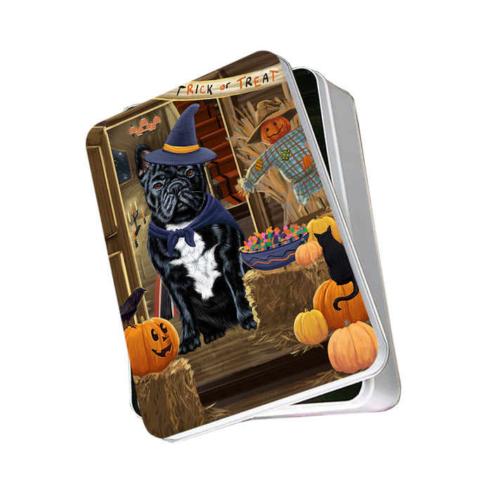 Enter at Own Risk Trick or Treat Halloween French Bulldog Photo Storage Tin PITN53119
