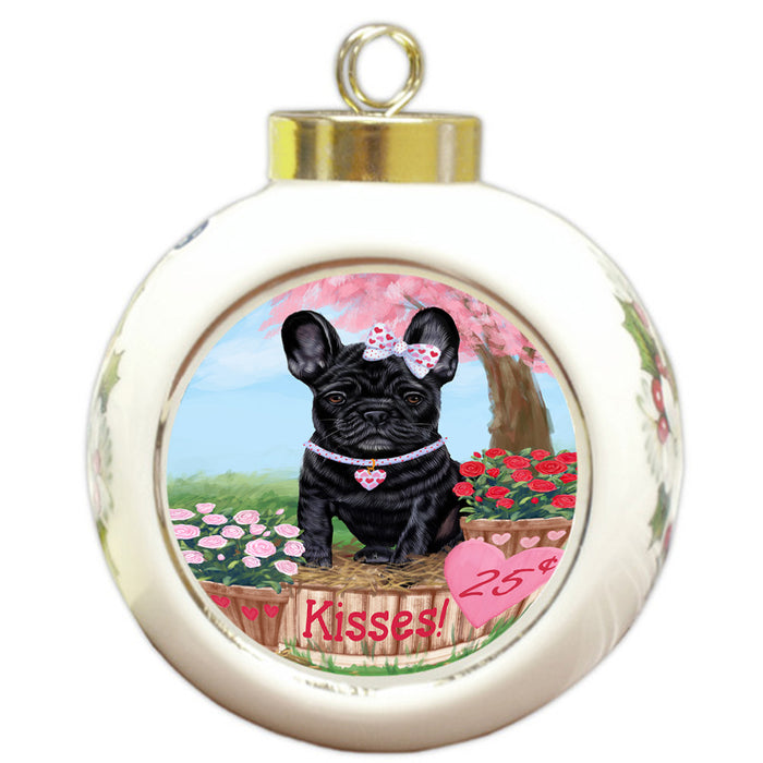 Rosie 25 Cent Kisses French Bulldog Dog Round Ball Christmas Ornament RBPOR56219
