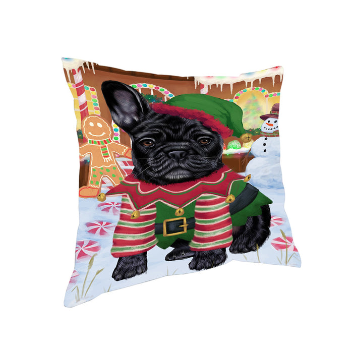 Christmas Gingerbread House Candyfest French Bulldog Pillow PIL79612