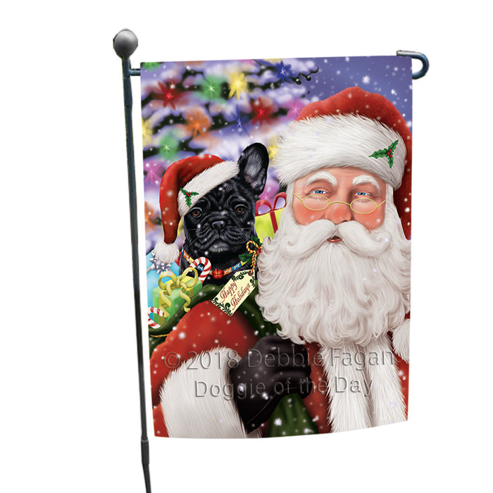 Santa Carrying French Bulldog and Christmas Presents Garden Flag GFLG54049