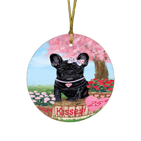 Rosie 25 Cent Kisses French Bulldog Dog Round Flat Christmas Ornament RFPOR56219