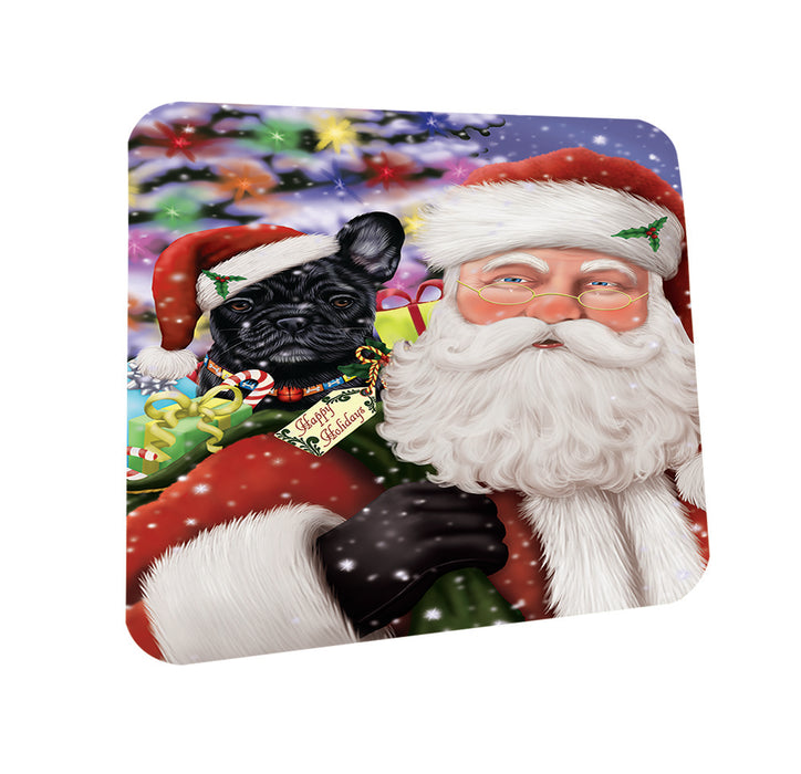 Santa Carrying French Bulldog and Christmas Presents Coasters Set of 4 CST53945