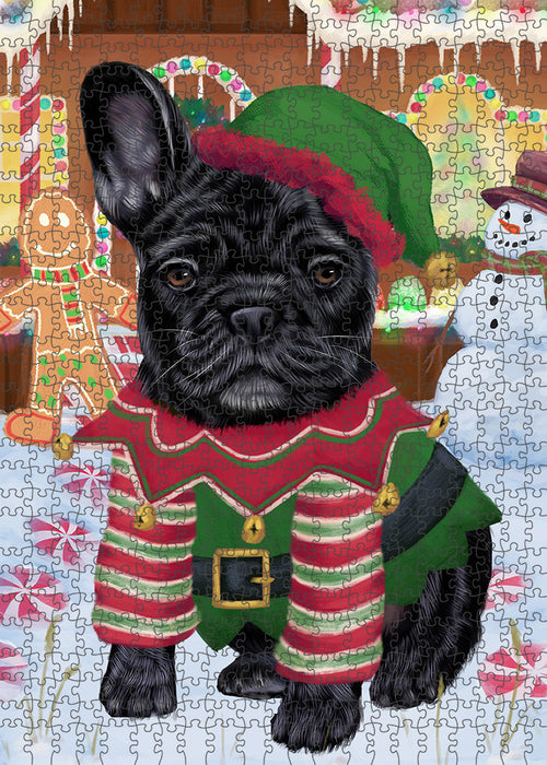Christmas Gingerbread House Candyfest French Bulldog Puzzle with Photo Tin PUZL93520
