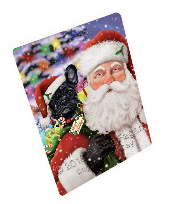 Santa Carrying French Bulldog and Christmas Presents Large Refrigerator / Dishwasher Magnet RMAG84804