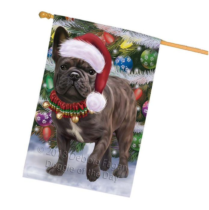 Trotting in the Snow French Bulldog House Flag FLG55869