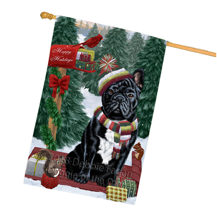 Merry Christmas Woodland Sled French Bulldog House Flag FLG55356