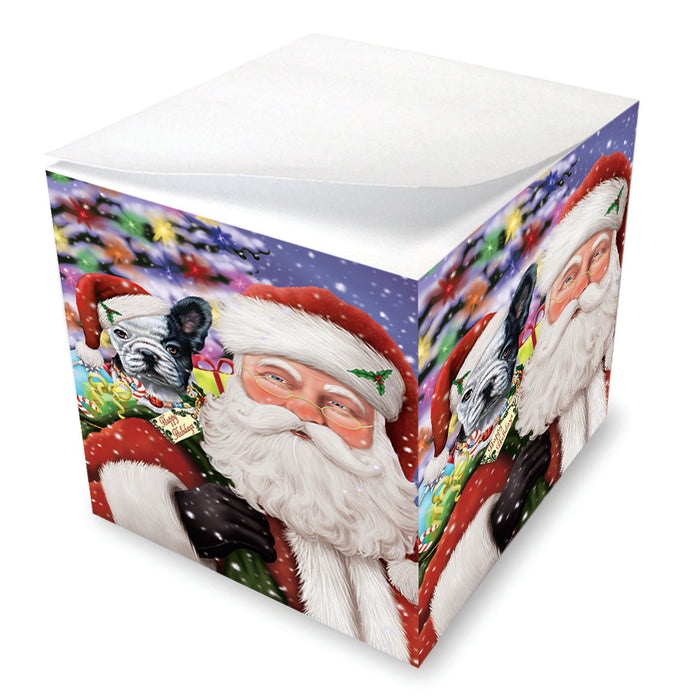 Santa Carrying French Bulldog and Christmas Presents Note Cube NOC55634