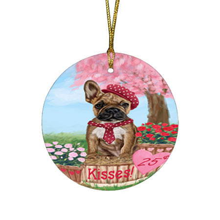 Rosie 25 Cent Kisses French Bulldog Dog Round Flat Christmas Ornament RFPOR56220