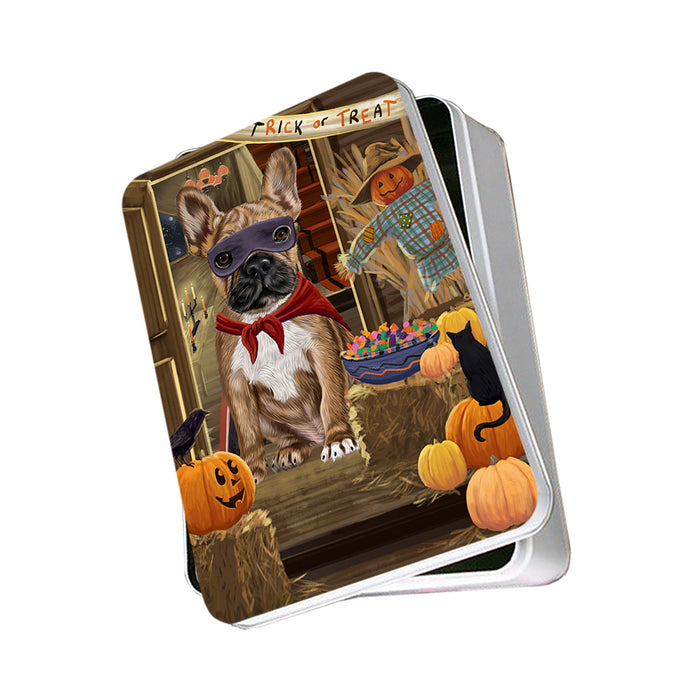 Enter at Own Risk Trick or Treat Halloween French Bulldog Photo Storage Tin PITN53120