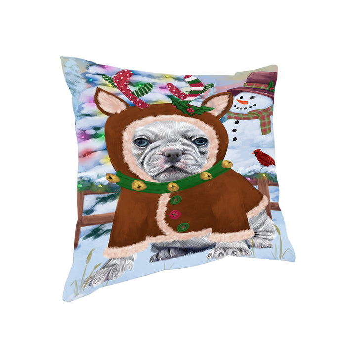 Christmas Gingerbread House Candyfest French Bulldog Pillow PIL79616