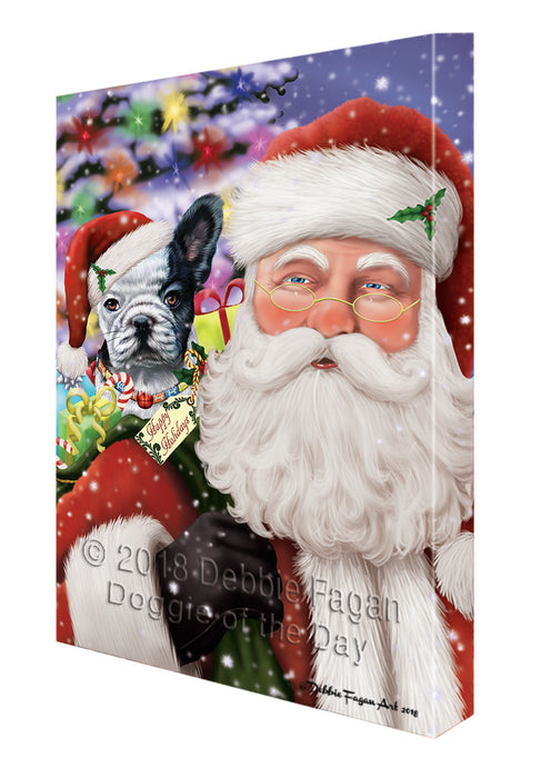 Santa Carrying French Bulldog and Christmas Presents Canvas Print Wall Art Décor CVS103742
