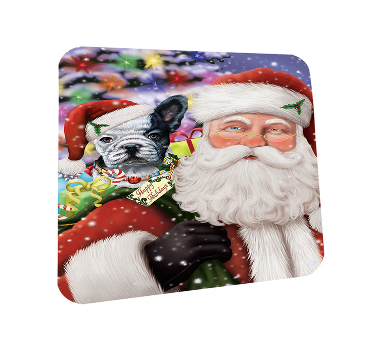 Santa Carrying French Bulldog and Christmas Presents Coasters Set of 4 CST53946