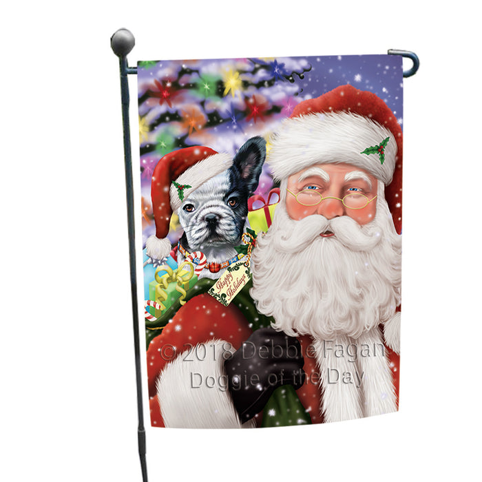 Santa Carrying French Bulldog and Christmas Presents Garden Flag GFLG54050