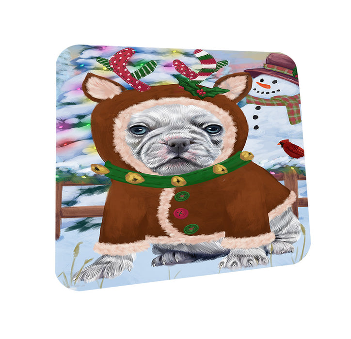Christmas Gingerbread House Candyfest French Bulldog Coasters Set of 4 CST56289