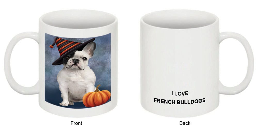 Happy Halloween French Bulldog Wearing Witch Hat with Pumpkin Coffee Mug MUG50347