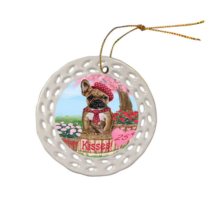 Rosie 25 Cent Kisses French Bulldog Dog Ceramic Doily Ornament DPOR56220