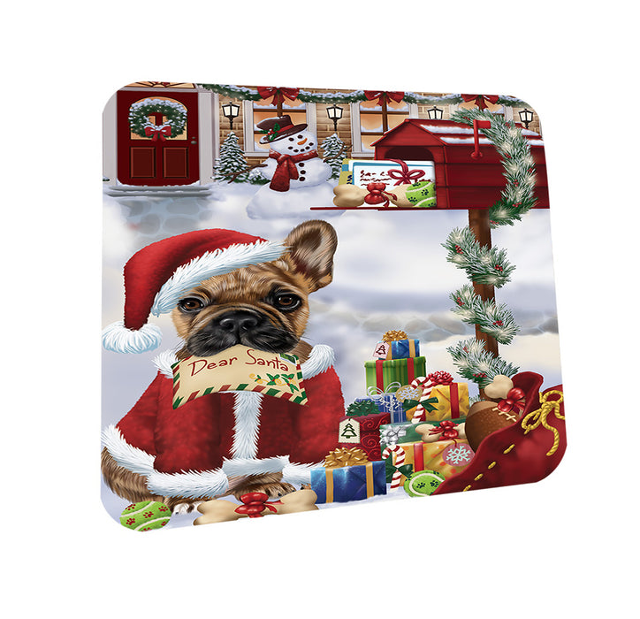 French Bulldog Dear Santa Letter Christmas Holiday Mailbox Coasters Set of 4 CST53856