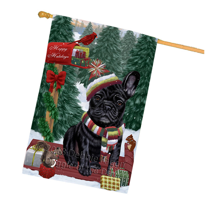 Merry Christmas Woodland Sled French Bulldog House Flag FLG55357