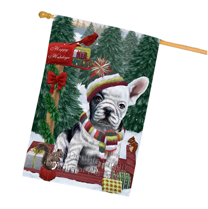 Merry Christmas Woodland Sled French Bulldog House Flag FLG55358