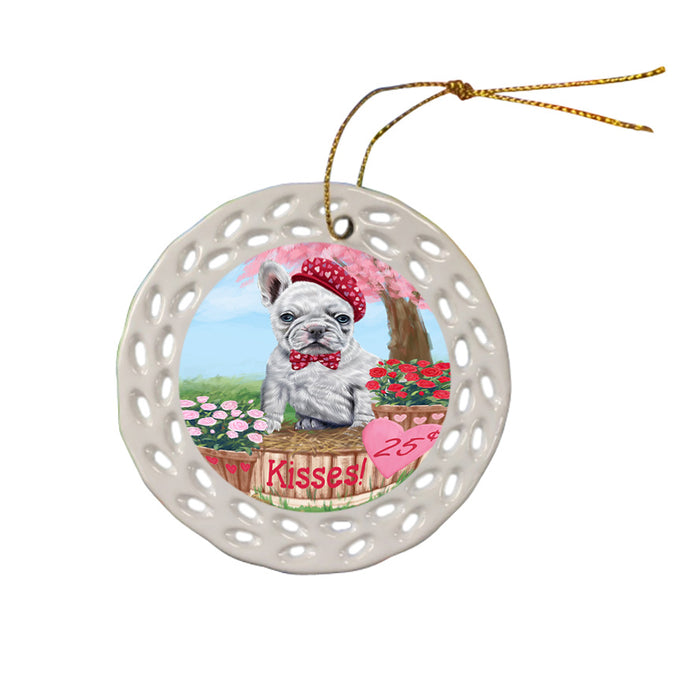 Rosie 25 Cent Kisses French Bulldog Dog Ceramic Doily Ornament DPOR56221