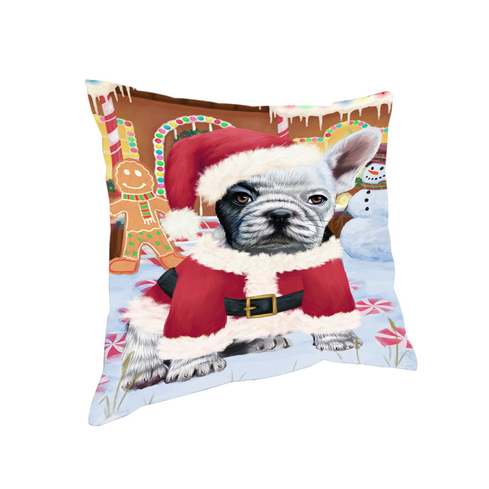 Christmas Gingerbread House Candyfest French Bulldog Pillow PIL79620