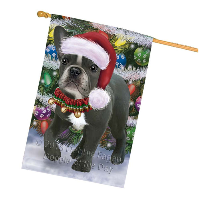 Trotting in the Snow French Bulldog House Flag FLG55871