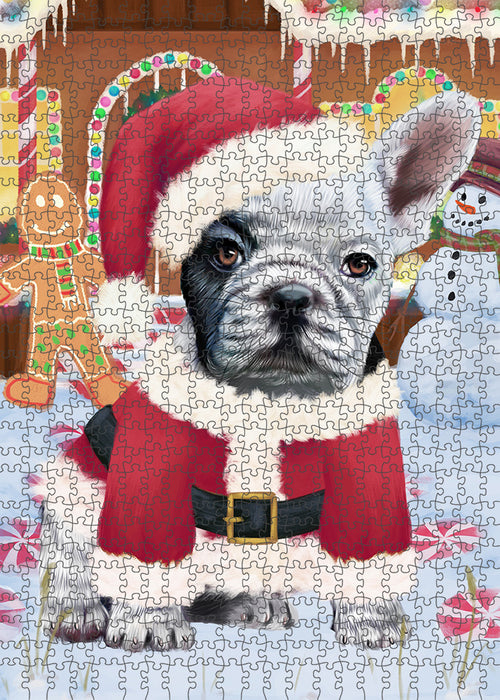 Christmas Gingerbread House Candyfest French Bulldog Puzzle with Photo Tin PUZL93528
