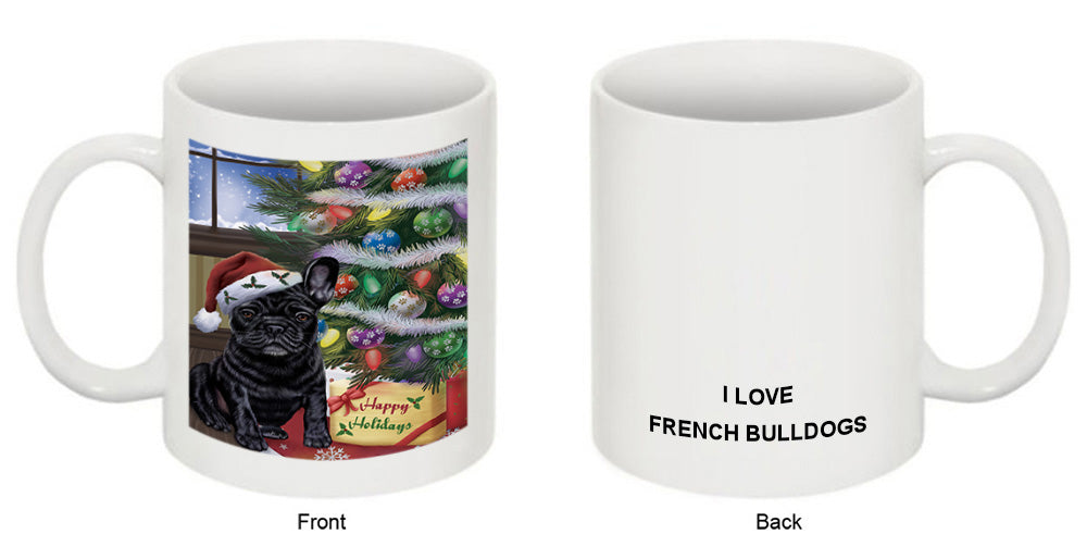 Christmas Happy Holidays French Bulldog with Tree and Presents Coffee Mug MUG49228