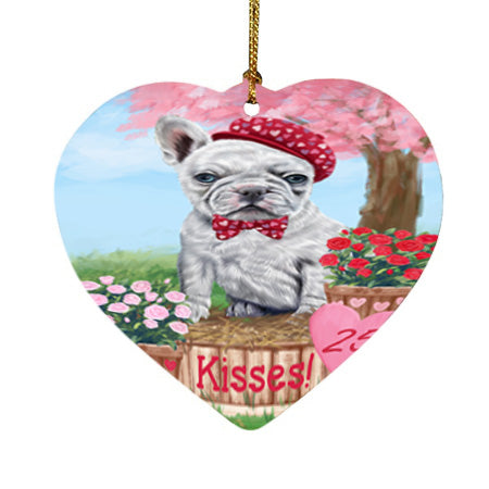 Rosie 25 Cent Kisses French Bulldog Dog Heart Christmas Ornament HPOR56221