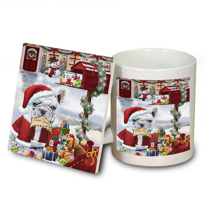 French Bulldog Dear Santa Letter Christmas Holiday Mailbox Mug and Coaster Set MUC53891