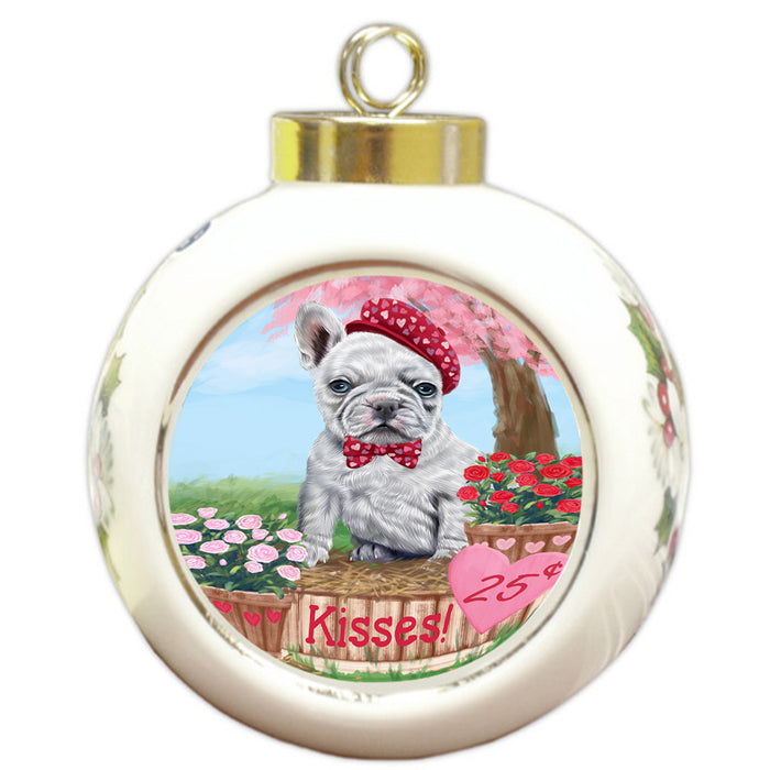 Rosie 25 Cent Kisses French Bulldog Dog Round Ball Christmas Ornament RBPOR56221