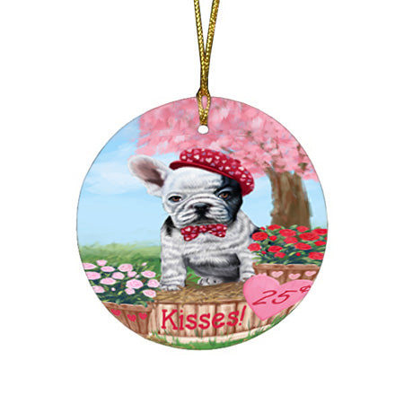 Rosie 25 Cent Kisses French Bulldog Dog Round Flat Christmas Ornament RFPOR56222