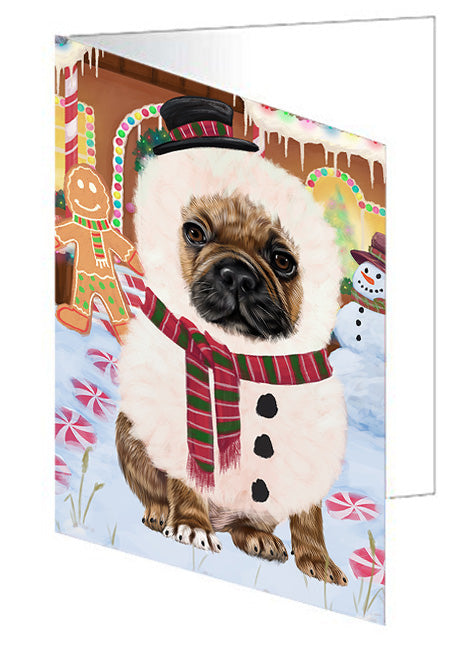 Christmas Gingerbread House Candyfest French Bulldog Handmade Artwork Assorted Pets Greeting Cards and Note Cards with Envelopes for All Occasions and Holiday Seasons GCD73514