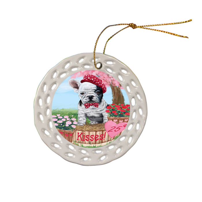 Rosie 25 Cent Kisses French Bulldog Dog Ceramic Doily Ornament DPOR56222