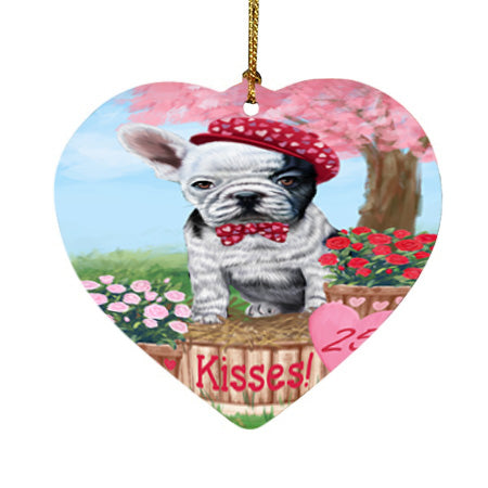 Rosie 25 Cent Kisses French Bulldog Dog Heart Christmas Ornament HPOR56222