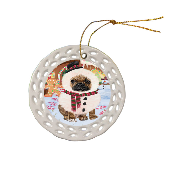 Christmas Gingerbread House Candyfest French Bulldog Ceramic Doily Ornament DPOR56689