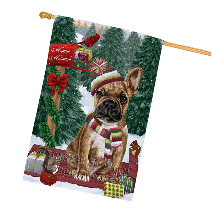 Merry Christmas Woodland Sled French Bulldog House Flag FLG55359