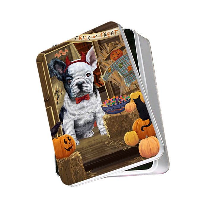 Enter at Own Risk Trick or Treat Halloween French Bulldog Photo Storage Tin PITN53122